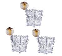 Veemoon 3pcs Large Capacity Makeup Brush Holder Cup Acrylic Brush Pot Lid Cosmetics Organizer