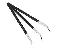 Veemoon 3pcs Long Handle Angled Eyeliner Brush Set with Natural Horse Hair, Precision Bent Thin Makeup Wand for Eyebrow Shaping and Lip Liner Application, Suitable for Professional Beauty