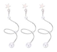 Veemoon 3Pcs Metal Nail Studs for DIY Manicure with Shiny Silver Ornaments, Creative Unique Designs, Suitable for Festival and Party Nail Decoration Accessories
