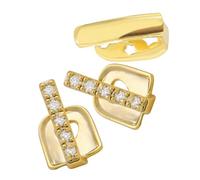Veemoon 3pcs Metal Single Grill Hip Hop Style Gems Fashion Rapper Accessories Set for Social Events