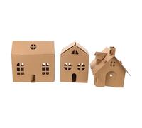 Veemoon 3pcs Miniature Dollhouse Craft Kit DIY Cardboard Playhouse for Interactive Crafting Activity to Stimulate Imagination and Fine Motor Skills for Classroom and Holiday Fun