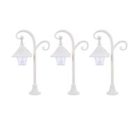 Veemoon 3pcs Miniature Street Post Lantern Light for Dollhouse Accessories, Wireless and Easy Installation White Abs Outdoor Pathway Lantern Post for Miniature Scene Decoration