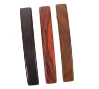 Veemoon 3pcs Minimalist Sandalwood Hair Clip with Spring Grip Vintage Wooden Flat Hairpin for Women and Hand-polished French Style Barrettes in Black Red Green Gentle Hair and Stylish