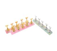 Veemoon 3pcs Nail Holder Display Stand for Press on Nails Strong Magnetic Base with Colorful Patterns for Salon Manicure DIY Art