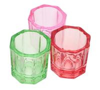 Veemoon 3pcs Octagonal Glass Nail Art Dappen Dishes Powder Jars Acrylic Liquid Bowls for Professional Nail Technicians Manicure and Extension Tools