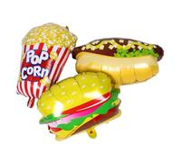 Veemoon 3pcs Party Decoration Balloons Popcorn Movie Balloon Prop Food Theme Foil Movie Theater Party Decorations Birthday Aluminum Film