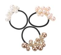 Veemoon 3pcs Pearl Hair Scrunchies High Elastic Hair Ties for Women and Decorative Ponytail Holders White Pink and for Everyday Use and Special Occasions