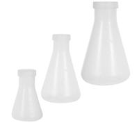 Veemoon 3pcs Plastic Erlenmeyer Flask Science Flask with Solid Base Design Accurate Measurement Lightweight Simple and Generous Style for Education and Research 6.68x3.93x1.97in