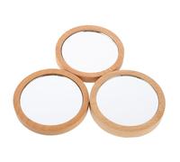Veemoon 3pcs Portable Mini Wooden Compact Mirrors High Definition Round Vanity Mirrors for Travel Lightweight Small Pocket for Women Handbag Makeup Touch-up Essentials