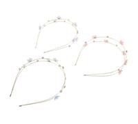 Veemoon 3Pcs Rhinestone Hair Headbands Double Row Floral Crystal Embellished Lightweight Comfortable Headbands for Women Wedding Party Hair Accessories