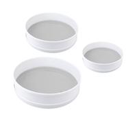 Veemoon 3pcs Round Flour Sieves Fine Mesh Baking Sifters for Cake Sugar Powder Straining Household Powder Mesh Strainers in White Multi-use Kitchen Baking Accessories