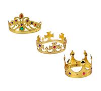 Veemoon 3pcs ’s Golden Crown Headbands Set - Birthday Party Tiara Crowns, Role Play Costume Accessories with Cross, Queen, and King Designs