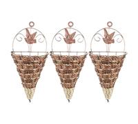 Veemoon 3pcs Simulated Rattan Hanging Wall Planters Cone Shaped Plant Holder Rustic Vintage Flower Basket Farmhouse Wicker Flower Pot For Outdoor Indoor Garden Decor