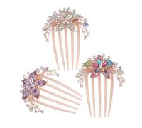 Veemoon 3pcs Sparkly Glitter Hair Combs Vintage Rhinestone Side Combs for Weddings Proms Parties Bridesmaids with White Purple Colorful Options