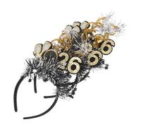 Veemoon 3pcs Sparkly Year Headband with Glitter Stars Elegant Black Gold Hairbands for Festive Celebrations Stylish Party Photo Props for Year's Eve Events