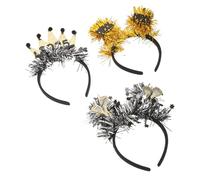Veemoon 3pcs Sparkly Year Headbands Glitter Hairbands with Sequins Crowns and Stars for Festive Party Celebrations Comfortable Lightweight Accessories for Women