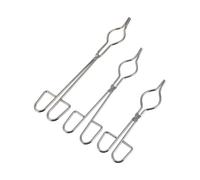 Veemoon 3pcs Stainless Steel Crucible Clamps Set - 20cm, 25cm, 30cm Laboratory Flask Tongs with High Temperature Ceramic Grip for Chemical and Biochemical Beaker Holding