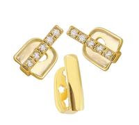 Veemoon 3pcs Stylish Gold Fake Tooth Caps for Adults Smile Enhancer for Parties Daily Wear Comfortable Fit Durable Decoration