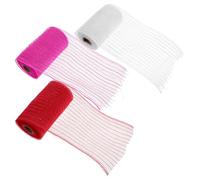 Veemoon 3pcs Valentine’s Day Decorative Mesh Ribbon Set with Heart Pattern - Soft Sheer Tulle Garland Rolls in White, Red, and Rose Red for Romantic Wall and Ceiling Decorations