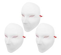 Veemoon 3pcs White Pvc Blank Full Face Masks Adjustable Fit and Elastic Band for DIY Painting, Unique Design for Halloween and Mardi Gras Dance Party Supplies
