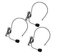 Veemoon 3Pcs Wired Head-Mounted Microphone with Voice Amplifier, Loudspeaker Speaker Mic for Computer Use, Black Headset Microphone Set Suitable for Men and Women