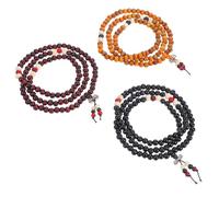 Veemoon 3pcs Wooden Beads Bracelet for Women with 108 Bead Multi-circle Design, Comfortable Fit Meditation Wrap Bracelet Crafted from Natural Wood, for Prayer and Daily Wear