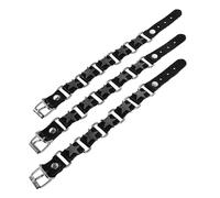 Veemoon 3pcs Wristband Men's Wrist Bracelet Punk Leather Alloy Not Easy to Break Comfortable Fitting Men Everyday Wear Coffee Color Stylish Retro Design