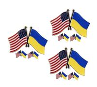 Veemoon 3sets National Flag Brooch Pin United States Flag Badge Stylish Aesthetic Lapel Pins for Parties Gatherings Festivals Unique Present Option 3pcs*3