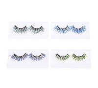 Veemoon 4 Pairs Glitter Faux Eyelashes Fake Lashes for Cosplay Halloween Performance and Parties Lightweight Easy to Apply Eye Catching Makeup Accessory