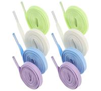 Veemoon 4 Pairs Glow in The Dark Flat Shoelaces 1.2m Elastic Casual Shoe Tie Replacement for Sneakers Sports Shoes with White Green Blue Purple