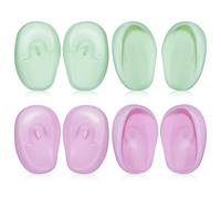 Veemoon 4 Pairs Silicone Hair Dye Ear Protectors Soft Ear Covers for Hair Coloring Pastel Purple and Green for Salon and Home Use
