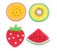 Veemoon 4 Pcs Bath Sponge Cute Orange Watermelon Strawberry Shapes Soft Body Scrubber for Gentle Skin Massage and Cleansing Portable Shower Balls