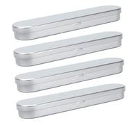 Veemoon 4 Pcs Metal Pencil Boxes Square Sponge Iron Pen Cases Compartments Portable Tin Storage for Office School Supplies for Teens and Adults