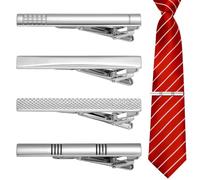 Veemoon 4 Pcs Minimalist Necktie Set Tie Clips for Business Wedding Lightweight Shirt Clip Buckle Durable User Friendly Design for Mens Accessories