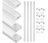Veemoon 4 Sets 50Cm U-Shaped Aluminum LED Channel Diffuser Kit with Mounting Clips for LED Strip Light Installation Aluminum Alloy Tape Light Profile Suitable for Home and Commercial