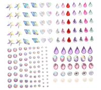 Veemoon 4 Sheets Face Jewels Stick Rhinestone Stickers for Halloween Party Cosplay Festival Comfortable Self-adhesive Sparkly Eye Diamonds and Pearl Decals for Face and Forehead Assorted