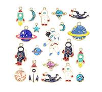 Veemoon 40PCS DIY Space Series Alloy Pendant for Women Drip Oil Jewelry Accessories Creative Space Themed Charms for Earrings Necklaces Bracelets Crafting
