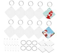 Veemoon 40pcs Double Sided Sublimation Keyrings Blanks Square Keychains with Tags for DIY Crafts Stylish Bag Charms Ample Supply for Personal and Business Use