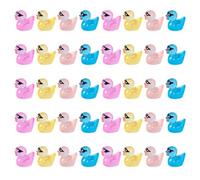 Veemoon 40pcs Glow in The Dark Mini Resin Duck Figurines, Miniature Garden Decoration Set with Yellow, Rose Red, Blue, and Light Pink Ducks, Micro Landscape Ornaments for Dollhouse