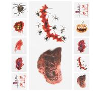 Veemoon 40pcs Halloween Scar Tattoos Temporary Decals Unique Craft Paper Face Stickers for Halloween Makeup and Acting a Scary Role, Easy to Remove Fake Tattoos
