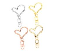 Veemoon 40pcs Heart Shaped Lobster Claw Clasps DIY Keychain Clasps Craft Fasteners for Jewelry Making Bags Decorative Accessories Gold Silver Rose Gold and