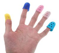 Veemoon 40Pcs Large Nonslip Silicone Finger Sleeves Comfortable Finger Protectors Caps Set in Yellow Sky Blue Navy Pink for Safety and Work Protection