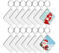 Veemoon 40pcs Square Acrylic Keyring Blanks Set for DIY Sublimation, Blank Keychain Tags with Rings for Car Keys and Backpacks, Craft Key Charms for