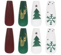 Veemoon 48pcs Christmas Press On Nails Full Cover Plastic False Nail Tips 2 Boxes Set Ballerina Shape for Holiday