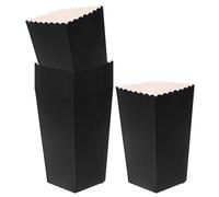 Veemoon 48pcs Foldable Black Paper Popcorn Carton Boxes Large Capacity for Food Presentation and Party Supplies, Stylish Design Movie Theater Popcorn Treat Packaging Boxes