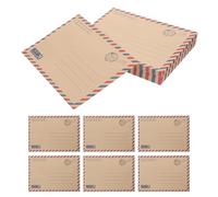 Veemoon 48pcs Kraft Greeting Cards Airmail Envelopes 6.88x4.91x0.04in Vintage Style Smooth Writing Surface Decorative Borders for Writing Letters and Christmas Favors