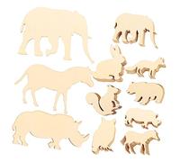 Veemoon 48pcs Wooden Animal Cutouts DIY Craft Supplies Unfinished Wood Color Creative Tags for Painting and Home Decoration