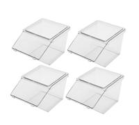 Veemoon 4pcs Acrylic Tea Bag Organizer Box with Lid Large Capacity Candy Storage Case for Sugar Packets and Seasoning Stackable Desktop Canister for Coffee Bar and Kitchen Counter