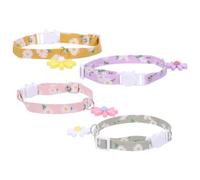 Veemoon 4pcs Adjustable Cat Collars with Daisy Flower Pendant, Soft Cotton Material, Cozy to Wear, for Photos and Parties, Kitten and Pet Cat Neckwear Set