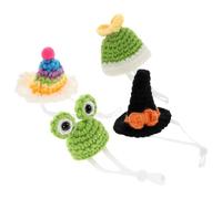 Veemoon 4pcs Adjustable Mini Hats for Small Animals Including Hamsters and Snakes, Made of Soft Polyacrylic Fiber, for Christmas Holidays and Birthdays, Cute and Safe Pet Accessories